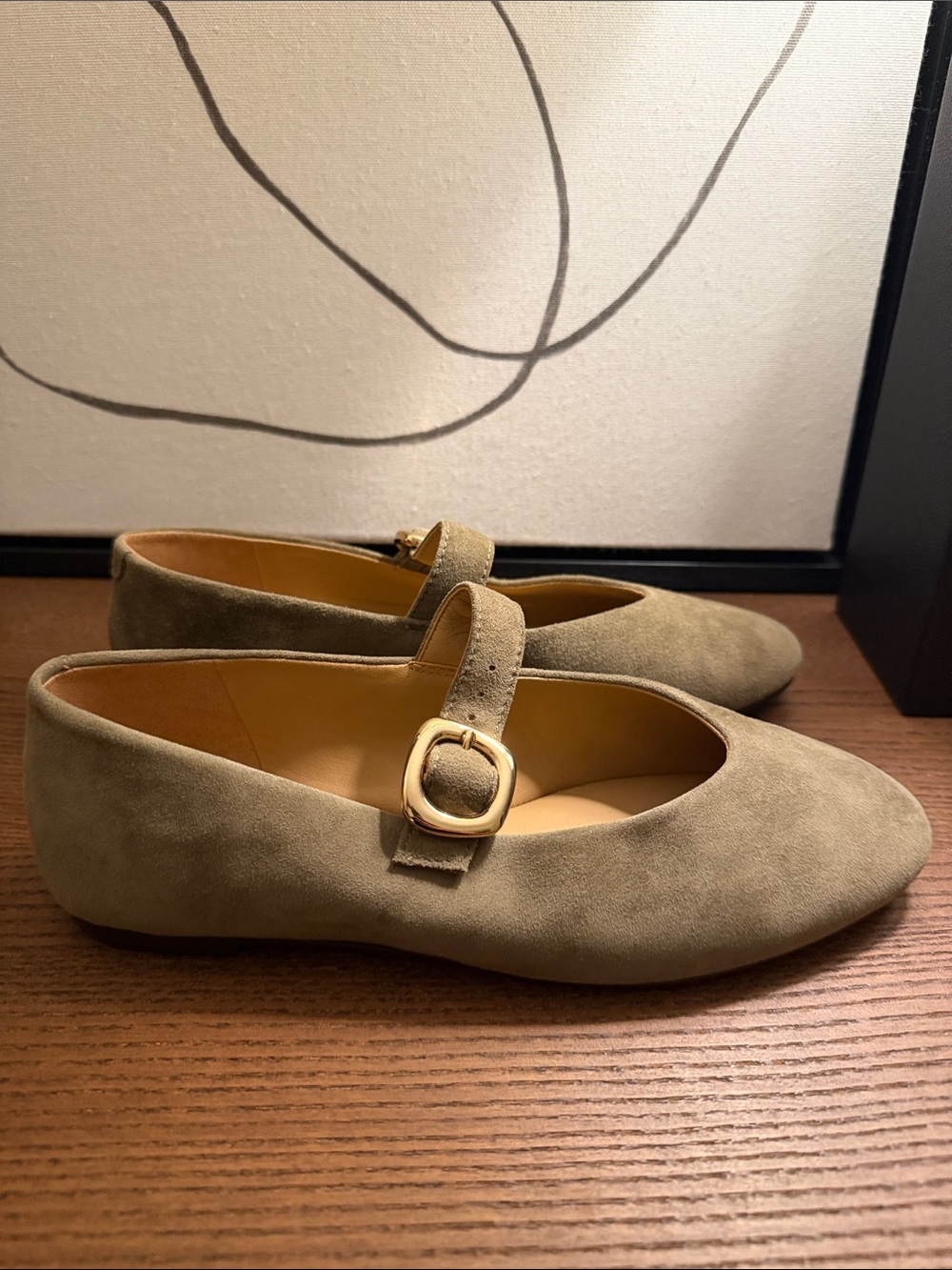 Madewell Suede Flats in Olive with Gold Buckle - Picture 7 of 7